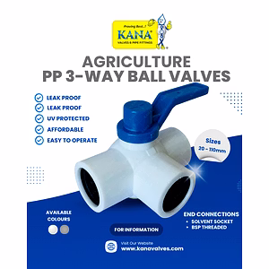 3 Way PP Ball Valve White & Gray - 4 inch (4" or 110mm)