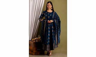 CLOTHAURA Rayon Anarkali Kurta with Dupatta Set Traditional Ethnic Wear for Women and Girls,Elegant Design Kurti,Perfect for Any Occasion Like Festivals,Parties,and Celebrations