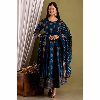 clothaura rayon anarkali kurta with dupatta set traditional ethnic wear for women and girls,elegant design kurti,perfect for any occasion like festivals,parties,and celebrations