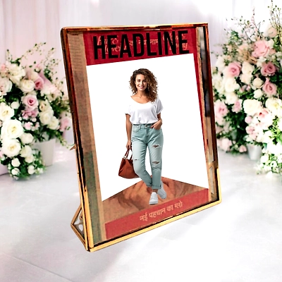 Metal and glass double sided table Top photo frame