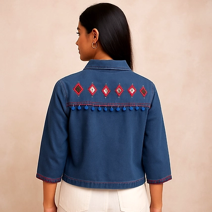 Stylish handcrafted design Denim Jacket-1