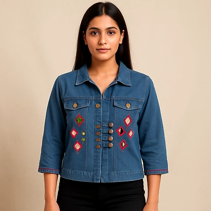 Stylish handcrafted design Denim Jacket-12732659