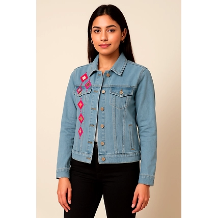 Hand crafted embroidery Denim jacket-12732665