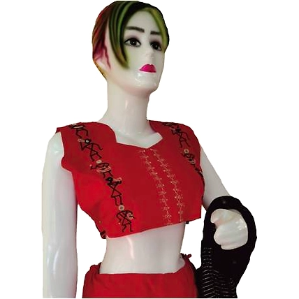 Elegant Embroidered Lehenga Choli Set – Red with Black Dupatta-M-3