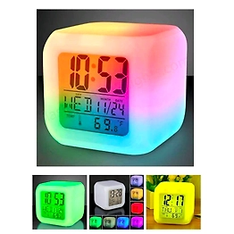 7 COLOR CHANGING CLOCK | 7 COLOUR CHANGING CLOCK Plastic Automatic 7 Colour Changing Digital LED Alarm Clock with Date, Time, Temperature