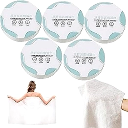 COMPRESSED BATH TOWEL TABLET Magic Expand Bath Towel Tablet(Size 70x140cm) Compressed Towel 70 * 140 Cm Disposable Cotton Bath Towels Tablet Magic Drying Towel Portable Light and Reusable Suitable for Hiking Camping Beach Swimming and Traveling (Pack of 5)