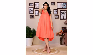Peach Sleeveless Flared top for women / Tunic for Women – 100% Pure Viscose, Up-Down Design, Casual Tops for women | Formal Tops for women | Beach Coverup Top | Maternity tops