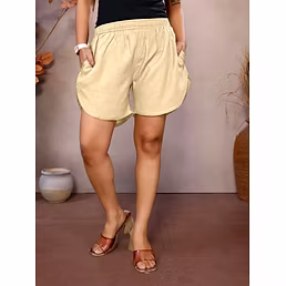 Beige Multipurpose Shorts for Women | 100% Viscose Soft &amp; Breathable Fabric Casual | Beach | Leisure | Night | Sports | Yoga Cover-Up Shorts for Women