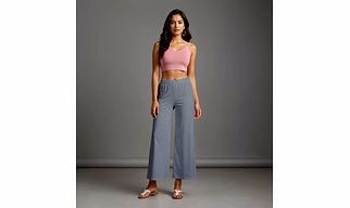 Ash Grey Cotton Women's Palazzo Wide-Leg Bottoms with Elastic Waist Soft Mid-Rise Loose Fit Palazzo with Pockets Stylish Flowy Design for Casual Solid Ankle-Length Comfort Wear Trousers