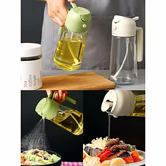 Oil Dispenser Bottle for Kitchen - 2 in 1 Olive Oil Dispenser and Oil Sprayer - 500ml  Olive Oil Bottle | Mist Spray Oil Bottle | Glass Oil Spray Bottle Oil Sprayer for Cooking 2 in 1 Olive Oil Dispenser Bottle for Kitchen Olive Oil Spray Bottle Oil Dispenser And Mist Spray Bottle Oil Vinegar Spritzer Sprayer Bottles for Kitchen | Glass Oil Spray Bottle | Bottle for Kitchen