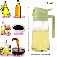 Oil Dispenser Bottle for Kitchen - 2 in 1 Olive Oil Dispenser and Oil Sprayer - 500ml  Olive Oil Bottle | Mist Spray Oil Bottle | Glass Oil Spray Bottle Oil Sprayer for Cooking 2 in 1 Olive Oil Dispenser Bottle for Kitchen Olive Oil Spray Bottle Oil Dispenser And Mist Spray Bottle Oil Vinegar Spritzer Sprayer Bottles for Kitchen | Glass Oil Spray Bottle | Bottle for Kitchen