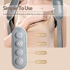 Rechargeable Neck & Shoulder Massager with Heat | Deep Tissue Electric Massager Belt for Pain Relief | Mini Back, Neck & Shoulder Massager