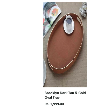 Brooklyn Dark Tan &amp; Gold Oval Tray-TR063