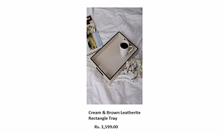 Cream & Brown Leatherite Rectangle Tray