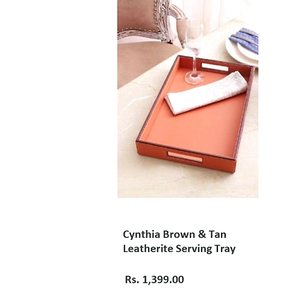 Cynthia Brown &amp; Tan leatherite serving tray-TR083