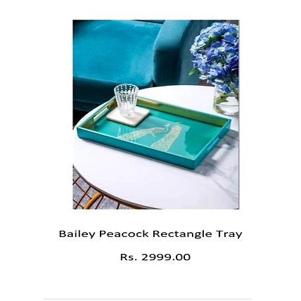 Bailey Peacock Rectangle Tray-TR088
