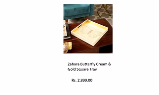 Zahara Butterfly Cream & Gold Square Tray