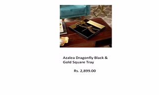 Azalea Dragonfly Black & gold square tray