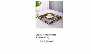 Sage Floral Printed Square Tray