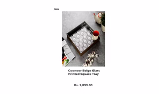 Coonoor Beige Glass Printed square tray