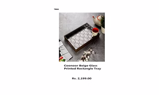 Coonoor Beige Glass Printed rectangular tray