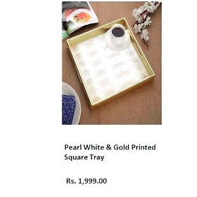 Pearl White & Gold Printed Square Tray
