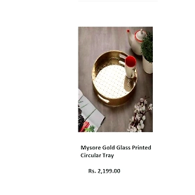 Mysore Gold Glass Printed Circular Tray