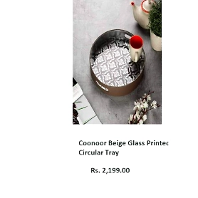 Coonoor Beige Glass Printed Circular Tray