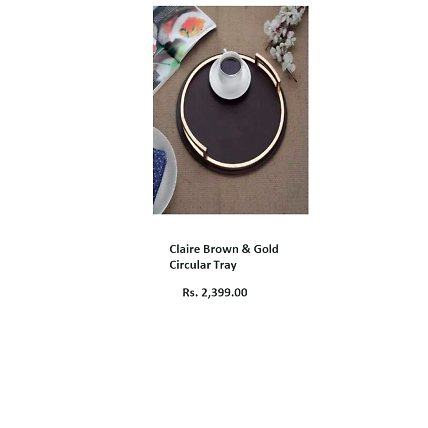 Claire Brown &amp; Gold Circular Tray-TR025
