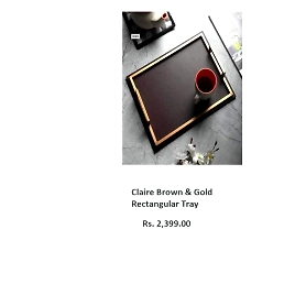 Claire Brown & Gold Rectangular Tray