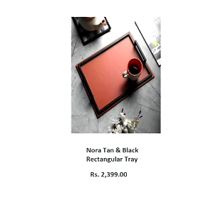 Nora Tan & Black Rectangular Tray