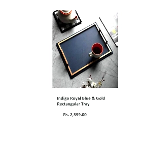 Indigo Royal Blue & Gold rectangular tray