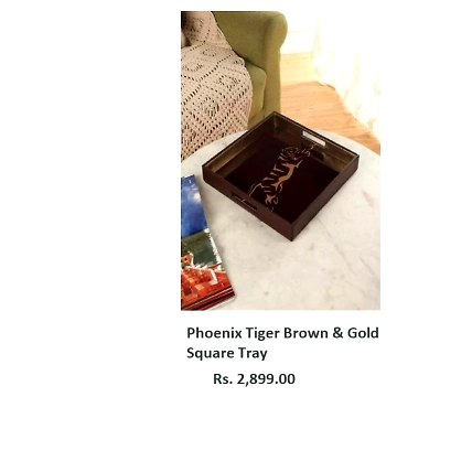 Phoenix Tiger Brown &amp; Gold Rectangle Tray-TR042