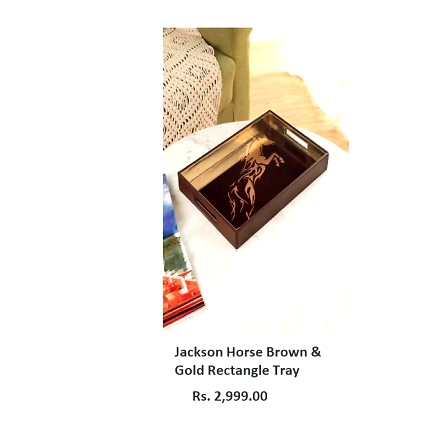 Jackson Horse Brown &amp; Gold Rectangle Tray-TR048