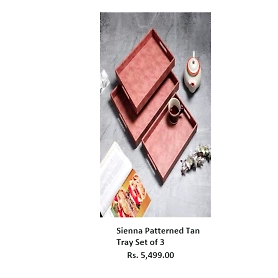 Sienna Patterned Tan Tray Set of 3