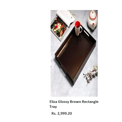 Eliza Glossy Brown rectangular tray-TR054