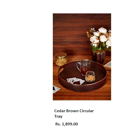 Cedar Brown Circular Tray-TR057