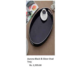 Aurora Black & Silver Oval TRAY