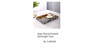 Sage Floral Printed Rectangle Tray