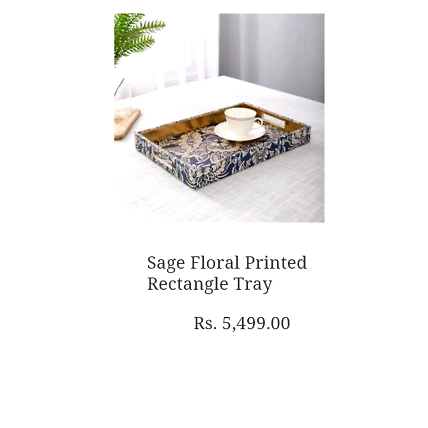 Sage Floral Printed Rectangle Tray-TR094