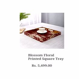 vb overseas blossom floral printed square tray
