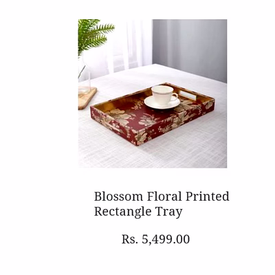 vb overseas blossom floral printed rectangle tray