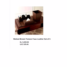 vb overseas walnut brown texture faux leather set of 5