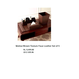 Walnut Brown Texture Faux Leather Set of 5