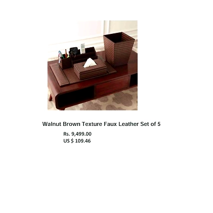Walnut Brown Texture Faux Leather Set of 5-PLOO1
