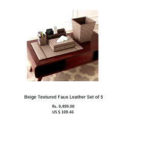 Beige Textured Faux Leather Set of 5