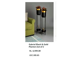 Gabriel Black & Gold Planters Set of 2