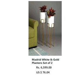 Madrid White &Gold Planters Set of 2