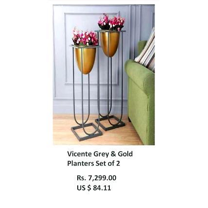 Vicente Grey &amp;Gold Planters Set of 2-PL006