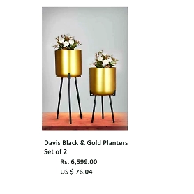 Davis Black & Gold Planters Set of 2